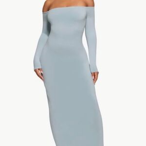 SKIMS Denim Off the Shoulder New Vintage Maxi Dress - SIZE XS